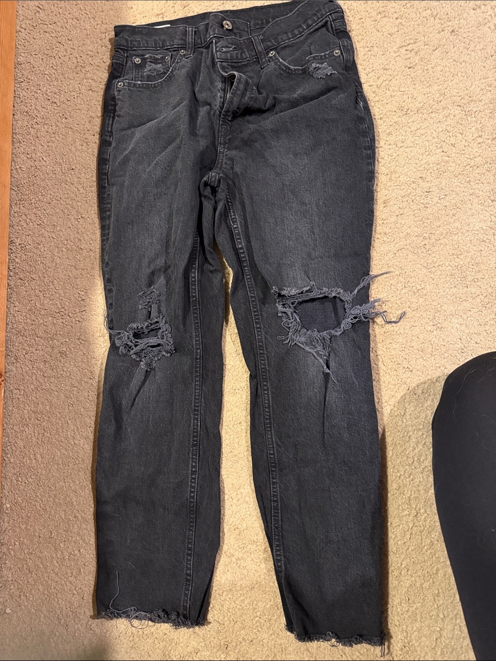GAP Washed Black Straight-Leg Ripped Jeans